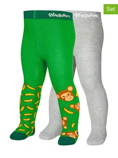 Playshoes Rajstopy (2 pary) w kolorze zielonym i szarym - Rajstopy dziecięce - miniaturka - grafika 1