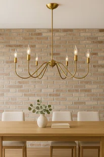 Patynowana Lampa Wisząca z mosiądzu LED 6-ramienna Styl Nowoczesny & Modern Farmhouse - Lampy sufitowe - miniaturka - grafika 1