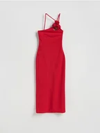 Sukienki - Reserved - Sukienka midi z ozdobnym detalem - czerwony - miniaturka - grafika 1