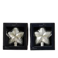 Ozdoby bożonarodzeniowe - Czubek choinkowy szklany gwiazda 2 wzory srebrny 1 szt. - miniaturka - grafika 1