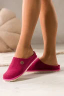 Kapcie damskie - Ciemnoróżowe kapcie damskie Inblu obuwie domowe z wyjmowaną skórzaną wkładką ozdoba XH999952 - miniaturka - grafika 1