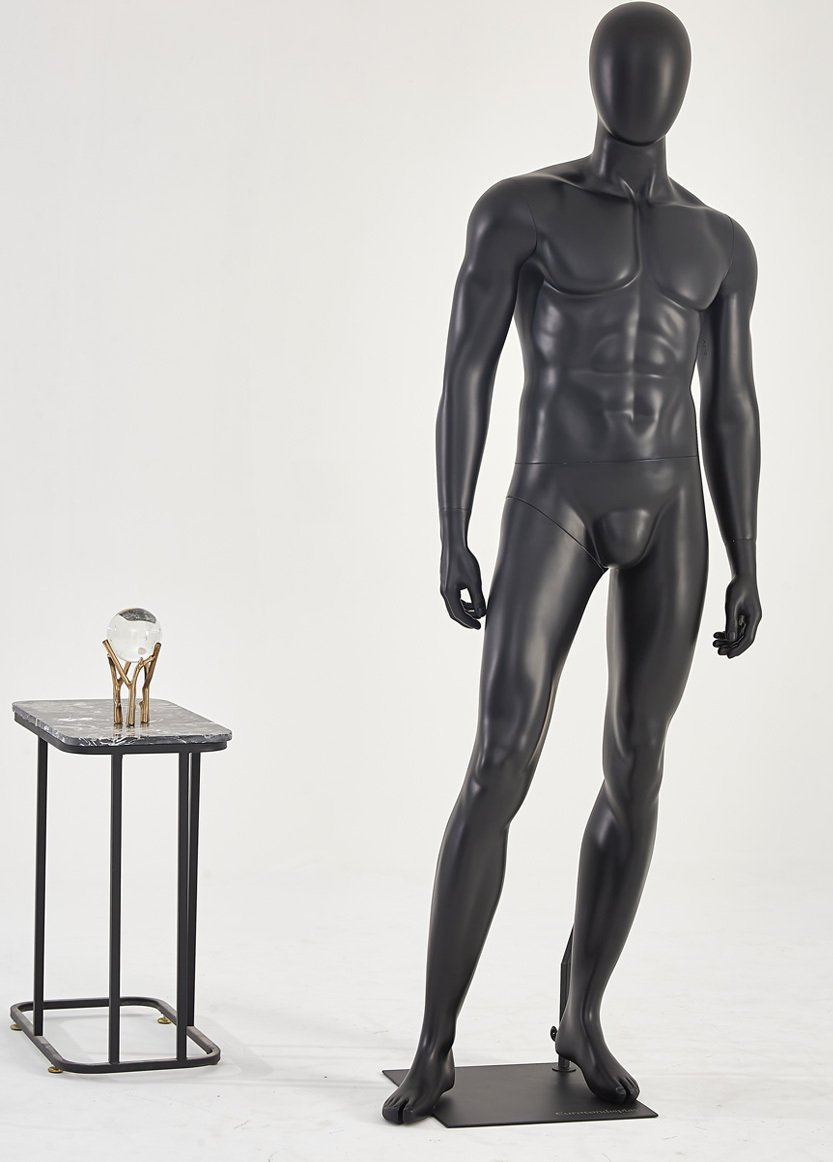 M21-8 Man czarny Eurotondisplay Manekin męski stojący czarny matowy lakierowany Egghead Szyk i elegancja