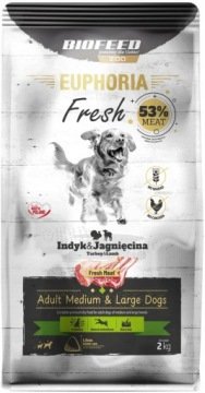 BIOFEED Euphoria Fresh Adult Medium & Large Indyk z jagnięciną - sucha karma dla psa - 2kg
