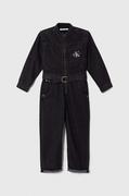Dresy i komplety dla dziewczynek - Calvin Klein Jeans kombinezon dziecięcy kolor czarny bawełniany - miniaturka - grafika 1