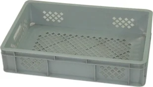 Artech Pojemnik transportowy EURO 130, ścianki i dno ażurowe, wym. 600 x 400 x 130 mm szary - Pojemniki przemysłowe - miniaturka - grafika 1