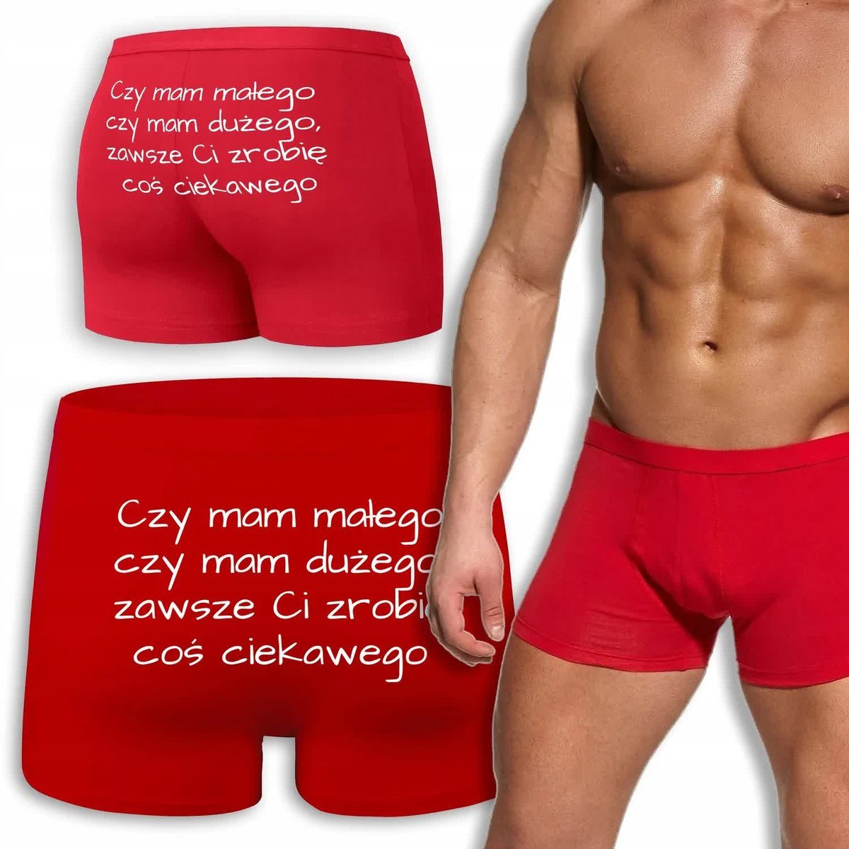 BOKSERKI MĘSKIE CZERWONE Na Prezent Święta ZROBIĘ CI COŚ CIEKAWEGO Wzory L