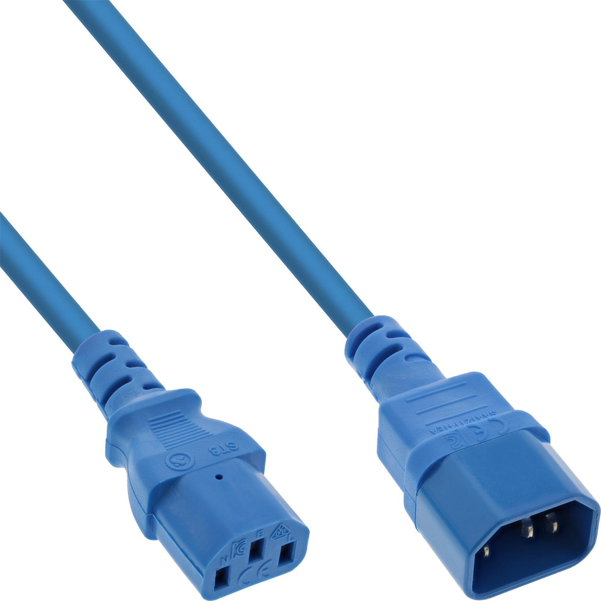 Kabel zasilający InLine INLINE Netzkabel Kaltgeraeteverlaengerung C13 zu C14 0,5m blau