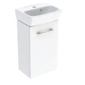 Szafki łazienkowe - GEBERIT 502.742.00.1 Selnova Square Zestaw szafki pod umywalkę, B36cm, H65.2cm, T28cm, z jednymi drzwiami, biały, z umywalką kompaktową, z przelewem, z otworem na baterię - miniaturka - grafika 1