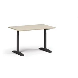 Stół z regulacją wysokości OBOL, elektryczny, 675-1325 mm, blat 1200x800 mm, podstawa czarna, szary - Biurka - miniaturka - grafika 3