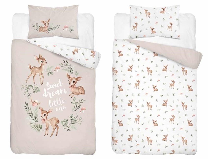 Pościel bawełniana do łóżeczka 100x135 5511a sarenki