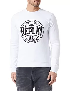 Replay Bluza męska M6254, 001 biała, L - Bluzy męskie - miniaturka - grafika 1