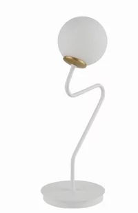 Sigma biało-złota lampka nocna z okrągłym kloszem ZIGZAG 50269 biała lampa stołowa złote dodatki do sypialni 50269 - Lampy stojące - miniaturka - grafika 1