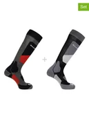 Skarpetki męskie - SALOMON Skarpety narciarskie (2 pary) "Access" w kolorze szaro-czarnym - miniaturka - grafika 1