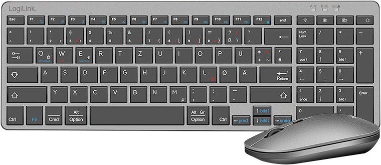 LogiLink Keyboard 2.4G & BT Combo set, grey ID0215