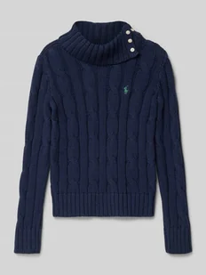 Sweter z dzianiny z prążkowanymi wykończeniami - Swetry dla dziewczynek - miniaturka - grafika 1