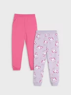 Spodnie i spodenki dla dziewczynek - Sinsay - Spodnie dresowe 2 pack - fioletowy - miniaturka - grafika 1