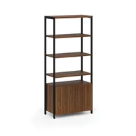 Inne meble biurowe - Ścianka półkowa HOME OFFICE z szafką z drzwiczkami, czarna/orzech - miniaturka - grafika 1