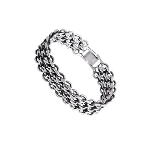 Szeroka bransoletka męska(B22/MEN/62/1Ag cz.)21cm - Bransolety męskie - miniaturka - grafika 1