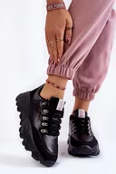 Sneakersy damskie - Damskie Sneakersy Na Platformie Cross Jeans Kk2R4073C Czarne-39 - miniaturka - grafika 1