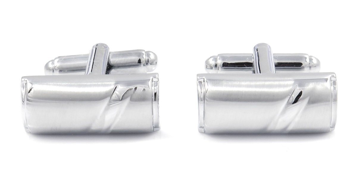 Srebrne zaokrąglone spinki do mankietów N52