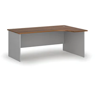Biurko narożne PRIMO GRAY, 1800 x 1200 mm, prawe, szary/orzech - Biurka - miniaturka - grafika 1