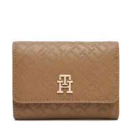 Portfele - Duży Portfel Damski Tommy Hilfiger Th Distinct Trifold Wallet Mono AW0AW17257 Brązowy - miniaturka - grafika 1