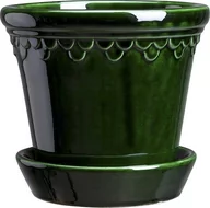 Donice - Doniczka Københavner 18 cm zielona z podstawką szkliwiona - miniaturka - grafika 1