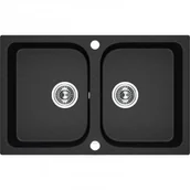 Zlewozmywaki - Laveo SBC 720T Zlewozmywak granitowy2 komoryWymiary 480x760x184 mm Wymiar szafki 800 mmWyko$670czenie czarneW zestawie z syfonem Space Saving i korkiem automatycznym - miniaturka - grafika 1