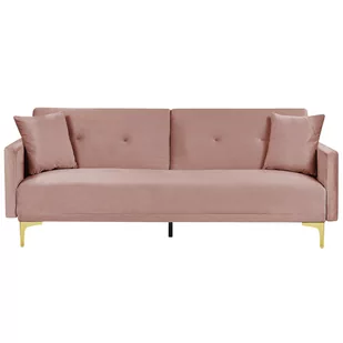 Shumee Shumee Sofa rozkładana welurowa różowa LUCAN 289566 - Sofy i kanapy - miniaturka - grafika 1
