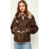 Płaszcze damskie - Aeronautica Militare Skórzany kożuch | Regular Fit - miniaturka - grafika 1