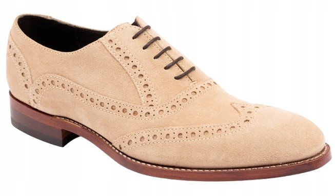 BARKER BEŻOWE PÓŁBUTY ZAMSZOWE WINGTIP ELEGANCKIE 44,5/45 3DA