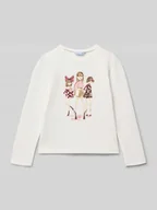 Koszulki dla dziewczynek - Bluzka o kroju regular fit z długim rękawem i nadrukiem z motywem - miniaturka - grafika 1