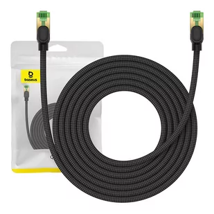 Kabel sieciowy w oplocie kat. 8 Baseus Ethernet RJ45, 40Gbps, 5m (czarny) - Kable miedziane - miniaturka - grafika 1