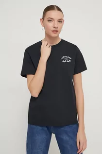 Koszulki sportowe damskie - Converse t-shirt bawełniany damski kolor czarny - grafika 1