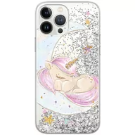Etui i futerały do telefonów - Etui płynny brokat do Apple IPHONE 12 / 12 PRO Babaco: Unicorn 003 oryginalne i oficjalnie licencjonowane, Srebrny - miniaturka - grafika 1