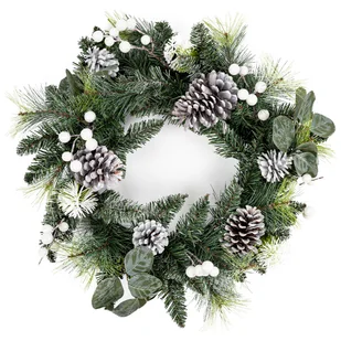 Wianek świąteczny Berry and Pinecone biały,  50 x 13 cm - Ozdoby bożonarodzeniowe - miniaturka - grafika 1