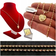 Biżuteria dla dzieci - ZŁOTY ŁAŃCUSZEK NASZYJNIK MATKA BOSKA DLA DZIEWCZYNKI NA KOMUNIĘ+GRAWER 18K - miniaturka - grafika 1