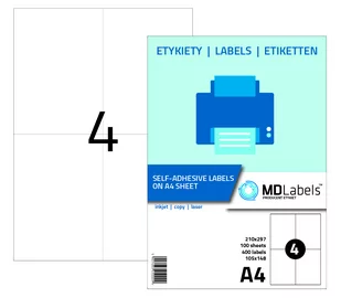 Etykiety naklejki samoprzylepne a4 105x148 100 ark - Papier do drukarek - miniaturka - grafika 1