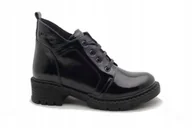 Botki damskie - CZARNE BOTKI TRZEWIKI PIAZZA 960237 SKÓRA LAKIEROWANA MODNE R.39 - miniaturka - grafika 1