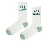 Skarpetki męskie - No i ch*j, No i cześć - białe skarpetki z bezczelnym napisem - miniaturka - grafika 1