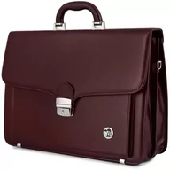 Teczki i aktówki - Bordowa męska aktówka Beltimore teczka elegancka solidna J18 czerwony - miniaturka - grafika 1
