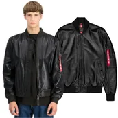 Odzież taktyczna i umundurowanie - Alpha Industries Kurtka skórzana MA-1 Leather Bomber Jacket 156141 03 - Czarna - miniaturka - grafika 1