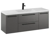 Szafki łazienkowe - Szafka Wisząca Z Umywalką RON 120 cm D - Titan Mat - Uchwyty Czarne Matowe - miniaturka - grafika 1