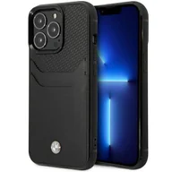 Etui i futerały do telefonów - Etui BMW BMHCP14L22RSEPK iPhone 14 Pro 6,1" czarny/black Leather Card Slot - miniaturka - grafika 1