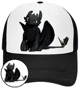 Czapki i chusty sportowe męskie - Czapka z Daszkiem Smok Czarna z Nadrukiem Na Lato Siatka Bejsbolówka - miniaturka - grafika 1