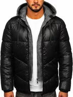 Kurtki męskie - Czarna pikowana kurtka męska zimowa Denley B2906 - miniaturka - grafika 1