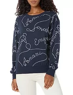 Bluzy damskie - Emporio Armani Swimwear Damska bluza Emporio Armani Logomania, granatowa/biała, XS, Marine/White, XS - miniaturka - grafika 1