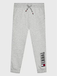 Spodnie i spodenki dla dziewczynek - Tommy Hilfiger Spodnie dresowe Graphic KB0KB07839 M Szary Regular Fit - grafika 1