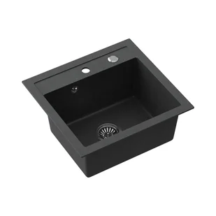 Zlewozmywak granitowy jednokomorowy czarny Root Chef Box, 500 x 470 x 185 mm - Zlewozmywaki - miniaturka - grafika 1