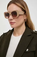 Okulary przeciwsłoneczne - Burberry okulary przeciwsłoneczne damskie kolor beżowy - miniaturka - grafika 1